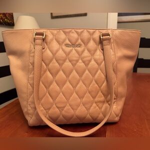 Vera Bradley Ella Leather Quilted Tote in Tan Great Condition